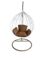 Висящ Градински Ратанов Стол - Люлка Comfort до 200кг бял и кафяв - Image 8