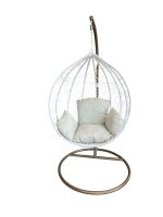 Висящ Градински Ратанов Стол - Люлка Comfort до 200кг бял и кафяв - Image 11