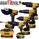 5в1 Мултифункционален Инструмент 5 Приставки Сменяеми KRAFTROYAL 36V  Водоструйка Винтоверт Гайковерт-Импакт Перфоратор и Ъглошлайф Акумулаторен 2х Батерии
