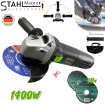 Електрически Ъглошлайф 125мм 1400W STAHLMAYER BLACK с регулация на обороти + 10 броя диск за метал шлайф флекс на ток 220V