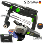 Ударен Електрически Перфоратор 1600W и Ъглошлайф 1400W 125мм STAHLMAYER Пробивна Бормашина + Флекс на ток