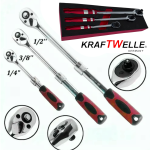 Немски Усилени Тресчотки Удължени XL 1/4" 3/8" 1/2" KRAFTWELLE Комплект Тресчотка Ключове Тресчотни
