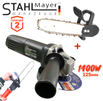 Електрически Ъглошлайф STAHLMAYER 125мм 1400W + Приставка за Шлайф Кастрачка Резачка за Дърва флекс