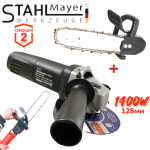 Електрически Ъглошлайф STAHLMAYER 125мм 1400W + Приставка за Шлайф Кастрачка Резачка за Дърва флекс