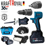 5в1 Мултифункционален Акумулаторен Инструмент 5 Глави 36V 8,0AH KRAFT ROYAL Винтоверт Гайковерт Саблен Трион Резачка за Клони и Ъглошлайф - Image 2