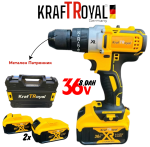 Акумулаторен Винтоверт 36V 8,0AH Ударна Безчеткова Бормашина Безжична KRAFTROYAL