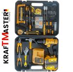 Безжичен Ударен Винтоверт Акумулаторен KRAFT MASTER 36V 8,0AH + 111 Части Инструменти със подарък Фенер - Image 3