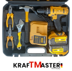 Безжичен Ударен Винтоверт Акумулаторен KRAFT MASTER 36V 8,0AH + 111 Части Инструменти със подарък Фенер - Image 5