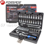 Гедоре Шестостенно 57 части 1/4 4-14мм FORSAGE Комплект Гедоре Тресчотка