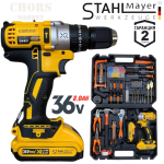 Акумулаторен Винтоверт + 111 части STAHLМAYER 36V 8,0AH Ударна Бормашина