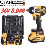 Акумулаторен Ударен Гайковерт / Импакт Комбиниран 36V 8,0AH STAHLMAYER + 40 части инструменти Безчетков 2 Батерии 850Nm