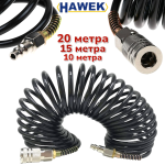Спирален Маркуч Полиуретанов за Въздух с Бързи Връзки HAWEK 10, 15, и 20 Метра