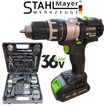 Акумулаторен Винтоверт 36V 8AH STAHLMAYER BLACK Серия + 40 части Инструменти Ударна Бормашина модел 2024