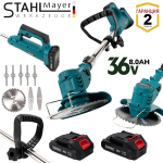 Акумулаторен Градински Тример за Трева Храсторезачка STAHLMAYER 36V 8.0AH Две Батерии Косачка Кастрачка Храсторез - Image 2