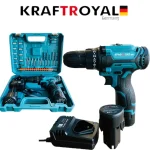 Акумулаторен Двускоростен Винтоверт 24V 5AH KRAFTROYAL + Приставка Адаптер Резачка за Клони Трион 18см шина и 30 части 2 батерии и зарядно - Image 4