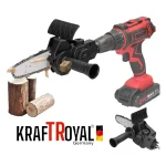 Акумулаторен Двускоростен Винтоверт 24V 5AH KRAFTROYAL + Приставка Адаптер Резачка за Клони Трион 18см шина и 30 части 2 батерии и зарядно - Image 3