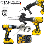 Акумулаторен Безчетков Винтоверт Бормашина 36V 8,0AH STAHLMAYER + Приставка Адаптер Зеге Трион + Приставка за Рязане на Ламарина и Метал + Приставка Резачка Трион за Клони 18см шина 2 батерии - Image 3