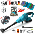 Водоструйка Безчеткова Акумулаторна 6в1 36V 8,0AH KRAFTROYAL 200bar 3500W с Дисплей Пръскачка с 6 накрайника 2 Батерии