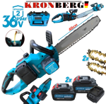 Акумулаторна Резачка за Дърва 36V 10AH KRONBERG 40см шина 2х Батерии 2х Закалени Вериги - Image 2