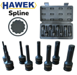 УДАРНИ БИТОВЕ КОМПЛЕКТ ВЛОЖКИ 1/2 – SPLINE 8 ЧАСТИ HAWEK HW-2052