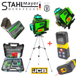Лазерен Нивелир 4Д с Тринога Професионален STAHLMAYER + Професионална Лазерна Ролетка Професионална JCB 30 метра ПРОМО КОМПЛЕКТ