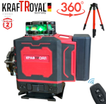 4Д Нивелир Лазерен 4D KRAFTROYAL 360 градуса с 16 линии зелен лазер с Тринога и Дисплей 2 Батерии - Image 2