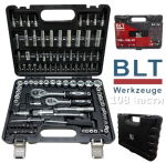 Гедоре 108 части 1/4“ &  3/8“  BLT Werkzeuge Комплект Инструменти в Куфар с 2 броя Тресчотки Накрайници и Вложки Гедоре - Image 2