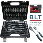 Гедоре 108 части 1/4“ &  3/8“  BLT Werkzeuge Комплект Инструменти в Куфар с 2 броя Тресчотки Накрайници и Вложки Гедоре