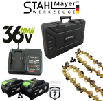 Акумулаторна Резачка STAHLMAYER 36V 10AH с Дисплей Две Батерии и Две Вериги 30сн Шина за Клони и Дърва Трион - Image 5