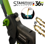 Акумулаторна Резачка STAHLMAYER 36V 10AH с Дисплей Две Батерии и Две Вериги 30сн Шина за Клони и Дърва Трион - Image 2