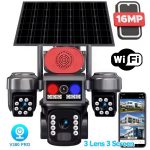 Соларна Камера Охранителна SUNVISION 16 MP 3 Обектива Аларма Wi-Fi Модел 28-80 Видеонаблюдение