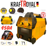 Заваръчна Машина Електрожен Инверторен 450А KRAFTROYAL с Дисплей + Подарък Соларен Шлем Маска