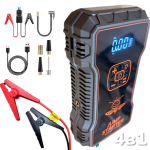 Голям Стартерен Бустер за Автомобил Външна Батерия POWER BANK 12V JUMP STARTER Стартер за Акумулатор Подаване на Ток 4в1 с Компресор и Фенер