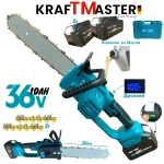 Акумулаторна Резачка за Клони и Дърва Верижна KRAFTMASTER 36V 10AH 30см 2 Батерии Автоматично Смазване Казанче за Масло с Дисплей - Image 5