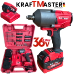 Голям Акумулаторен Гайковерт 36V 8Ah KRAFTMASTER с 25 части 2 Батерии и Зарядно в Куфар