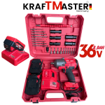 Голям Акумулаторен Гайковерт 36V 8Ah KRAFTMASTER с 25 части 2 Батерии и Зарядно в Куфар - Image 5