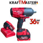 Голям Акумулаторен Гайковерт 36V 8Ah KRAFTMASTER с 25 части 2 Батерии и Зарядно в Куфар - Image 2