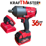 Голям Акумулаторен Гайковерт 36V 8Ah KRAFTMASTER с 25 части 2 Батерии и Зарядно в Куфар - Image 4