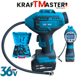 Акумулаторен Компресор за Въздух и Помпане на Гуми с 2 батерии 36V 8,0Ah KRAFTMASTER - Image 2
