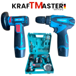 Акумулаторен Ъглошлайф 76мм и Двускоростен Винтоверт KRAFT MASTER 24V 6AH + 2 Броя батерии и Зарядно Накрайници и Дискове  