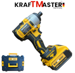 Комплект 2в1 Акумулаторен Импакт и Винтоверт 36V 8Ah KRAFTMASTER Жълт 2 Батерии в КУФАР  - Image 4