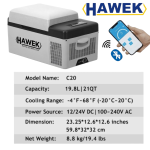 Хладилник Компресорен Портативен HAWEK 20 литра 12V/24V 220V за Охлаждане и Замразяване със BLUETOOTH С20 - Image 7