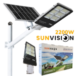 Улична соларна лампа с панел и стойка 2200W SUNVISION