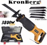Елекрически Саблен Трион 3800W Професионален KRONBERG 220V Прав Трион за Месо Кости Метал Желязо Пластмаса Дърво и др. в Куфар