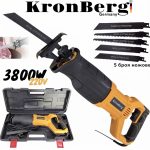 Елекрически Саблен Трион 3800W Професионален KRONBERG 220V Прав Трион за Месо Кости Метал Желязо Пластмаса Дърво и др. в Куфар