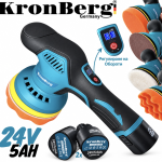Акумулаторна Полирмашина 24V 5AH KRONBERG 125мм с 2 Батерии и Регулация на Обороти Машина за Полиране и Пастиране