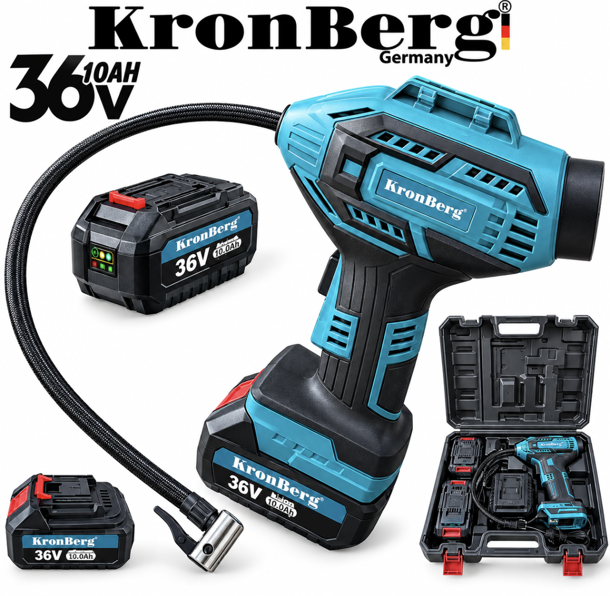IMG_9487 Акумулаторен Безчетков Компресор за Въздух 36V 10AH KRONBERG 2 Батерии - Image 1