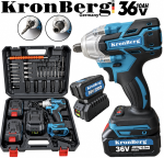 Акумулаторен Безчетков Ударен Гайковерт / Импакт Комбиниран KRONBERG 36V 10AH 850Nm + 40 части инструменти