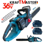 Акумулаторен Верижен Трион Резачка 40см за Дърва KRAFTMASTER 2 Батерии и Зарядно Устройство