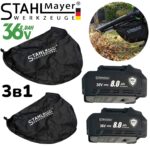 Акумулаторен Листосъбирач и Духалка Раздробяване 3в1 STAHLMAYER 36V + 36V 8.0 Ah с 2 торби 40 литра с Колела 2 Батерии - Image 6